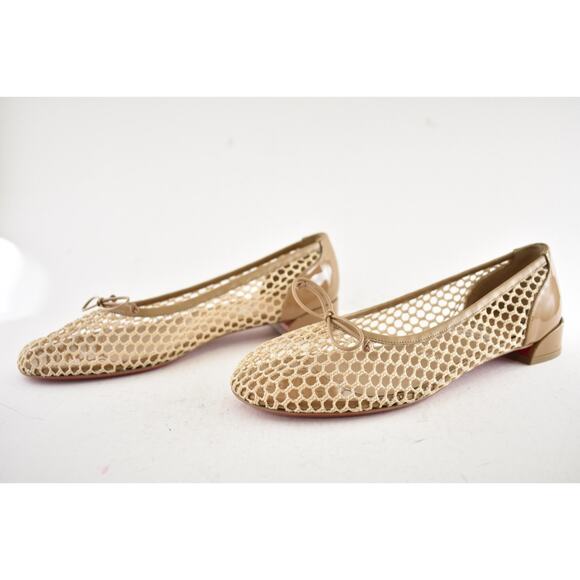 Christian Louboutin Sweetie Jane Mesh Flat Lionne Beige Nude Ballet Ballerina 39 - Picture 15 of 16